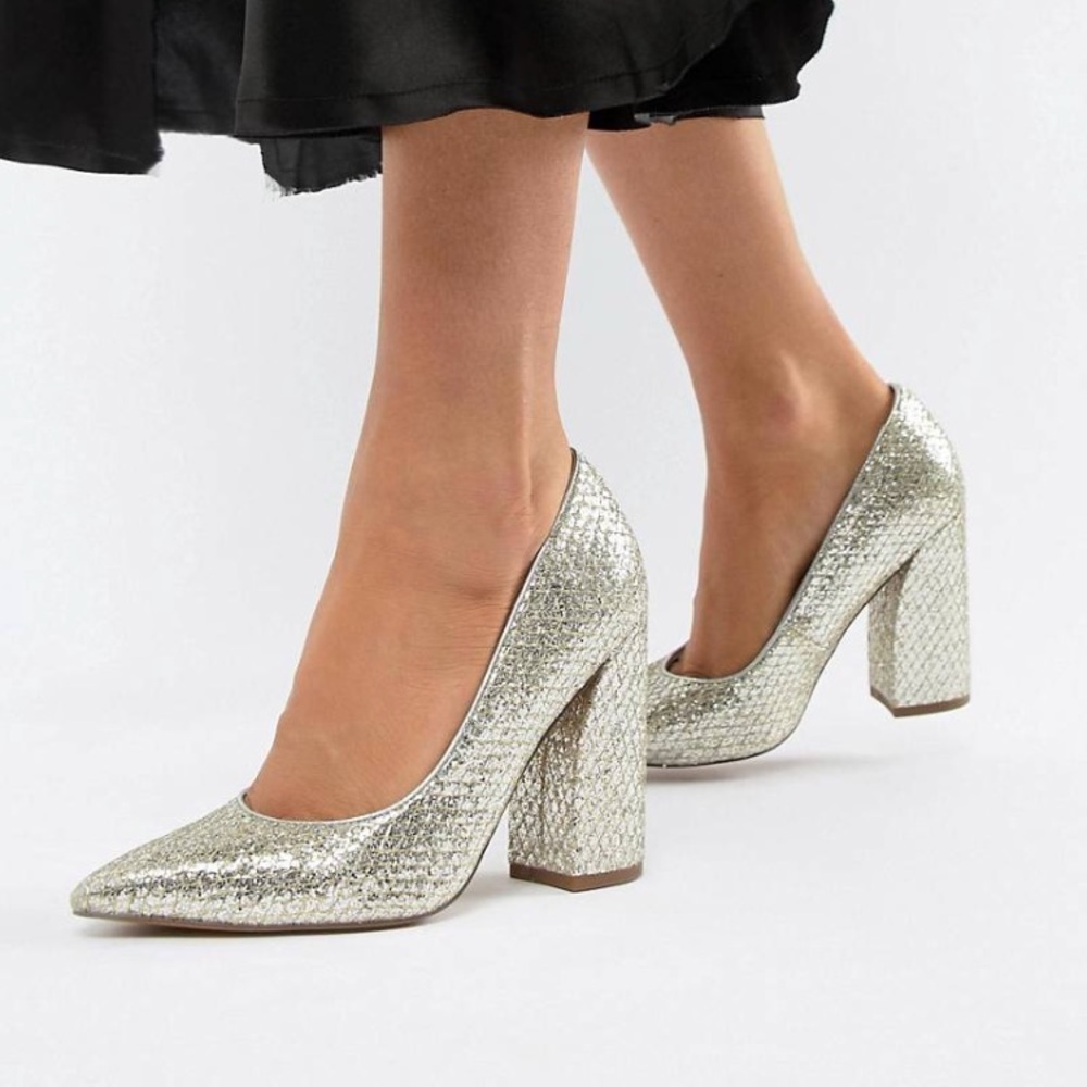 *sold on depop* ASOS chunky glitter heels